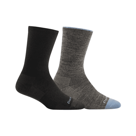 Darn Tough Women's Solid Basic Crew Lightweight Sock (Style 6012) Black & Taupe, Medium (Variety Pack)