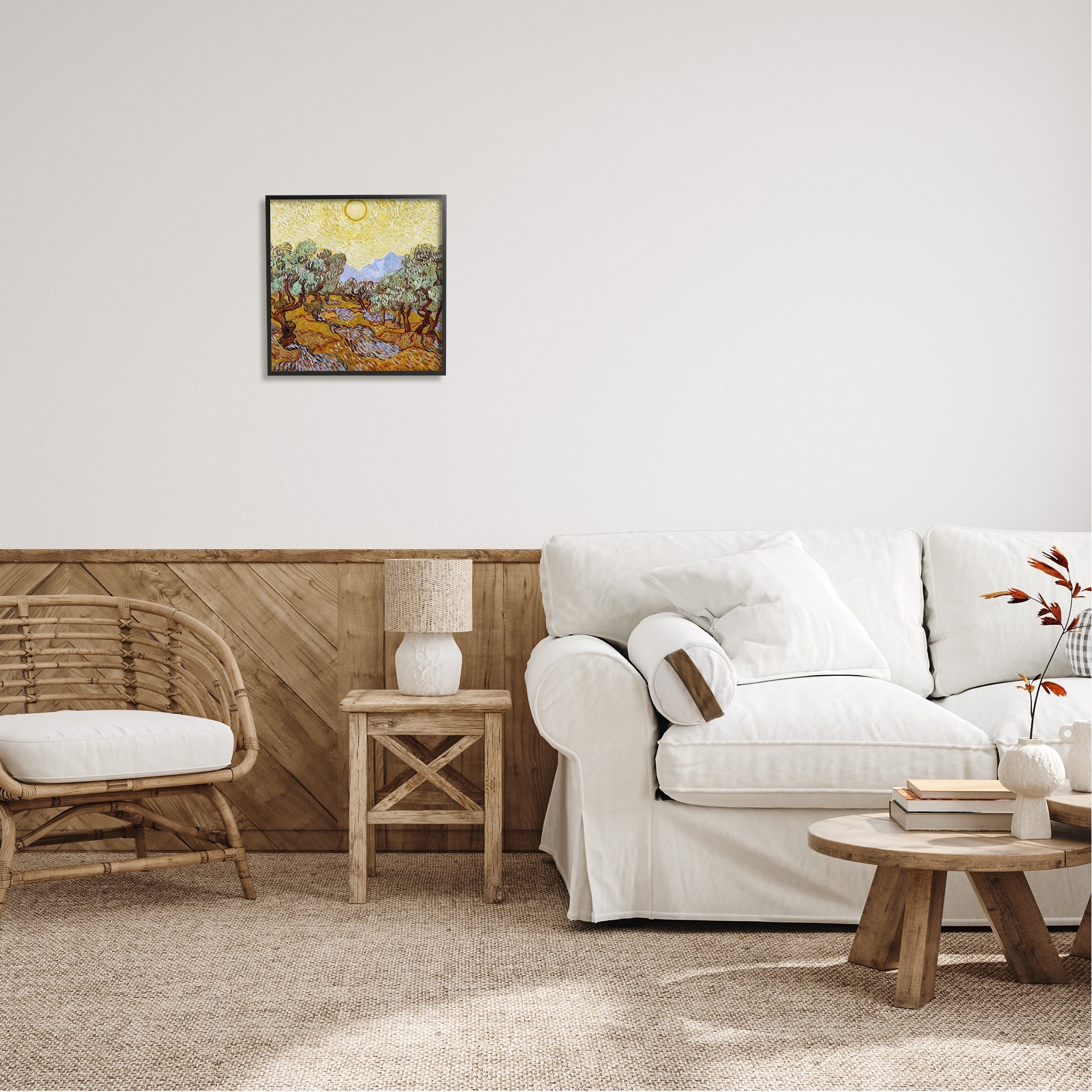 Stupell Industries Olijfbomen Olive Branches Vincent van Gogh Classic Painting Painting Black Framed Art Print Wall Art, Design by one1000paintings