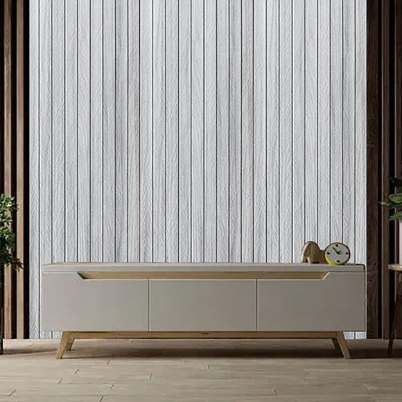 1 Roll Imitation Slat Wood Wall Panels Peel and Stick Flexible Wooden Panels for Interior Wall Decor,Self Adhesive Removable Thick Vinyl Wall Paneling for Farmhouse TV Background 15.75"×118.11"