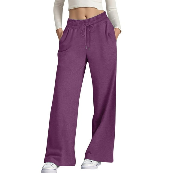 Xyxonk Womens Wide Leg Stretchy Work Pants High Waisted Palazzo Pants 2025 Trendy Long Straight Business Work Trousers with Pockets, Purple S
