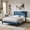 Dark Blue, variant on Gewnee Queen Platform Bed Frame, PU Leather Adjustable Headboard, Wood Slats, No Box Spring Needed for Bedroom, White