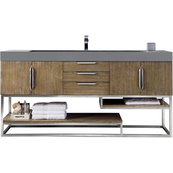 James Martin Vanities 388-V72s-Bn-Dgg Columbia 72" Single Basin Birch Wood Vanity Set -