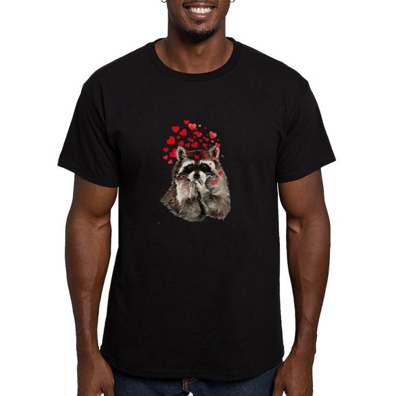 CafePress - Raccoon Blowing Kisses Cute Animal Love T Shirt - Men's Fitted T-Shirt