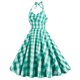 thumbnail image 2 of Gibobby Vestido de gasa de verano para mujer Vestido informal de cintura alta con rejilla rosa a cuadros británicos de estilo para mujer(Verde,CH), 2 of 3