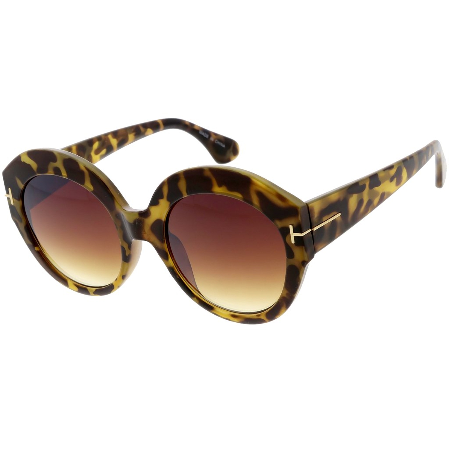 Bulky Round Thick Frame Retro Fashion Sunglasses