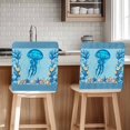 thumbnail image 5 of Summer Nautical Chair Covers Set of 6 Ocean Jellyfish Cartoon Starfish Coral Black Stripes Chair Back Covers Stretch Removable Washable Slipcovers Protector for Dining Room Kitchen Party Decor, 5 of 9