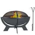 thumbnail image 1 of Outsunny Foyer Extérieur Rond avec Couvercle, Foyer Portable, Noir, 1 of 10