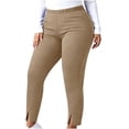 thumbnail image 2 of BRELIL Women's Plus Size High Waisted Stretch Ankle Pants Casual Solid Leggings Trousers Loose Fit Comfortable Yoga Lounge Pants Fall Winter Outfits, Khaki XL, 2 of 9