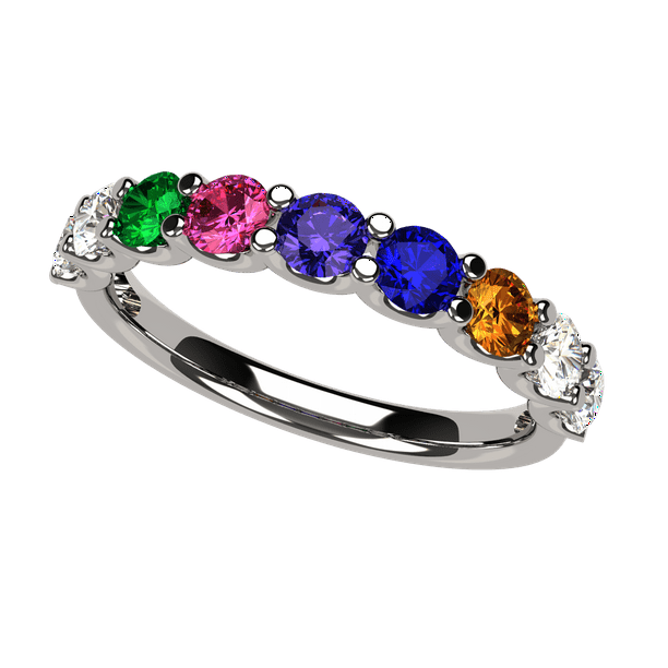 ondergronds hout Westers U'r Family Ring with 1 to 9 Simulated Birthstones - 10K White Gold - Size 4  Stone 1 - Walmart.com