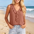 thumbnail image 5 of cocolona Womens Summer Trendy Tank Tops V Neck Ruffle Sleeveless Solid Color Shirts Casual Vacation Outfits Blouses, 5 of 6