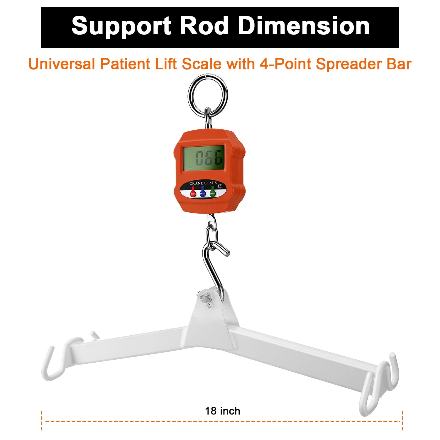 FOUR E's Scientific Patient Weight Scale for Home Use, Universal Patient Lift Scale with 4-Point Spreader Bar, Maximum Weight 660lb