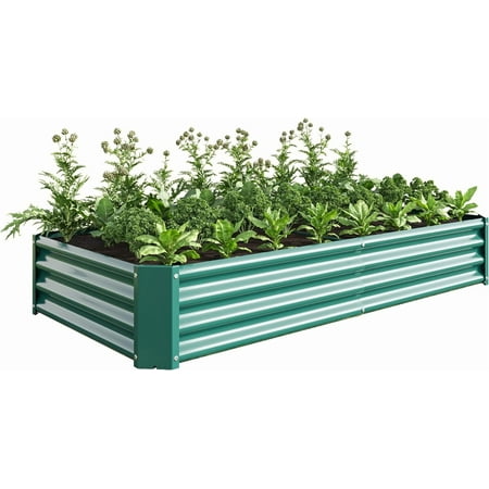 6x3x1ftft Raised Garden Bed, Outdoor Galvanized Raised Garden Beds, Metal Raised Beds for Gardening Vegetables Fruits and Flowers, Easy Assembly, 127 Gallon Capacity - Green