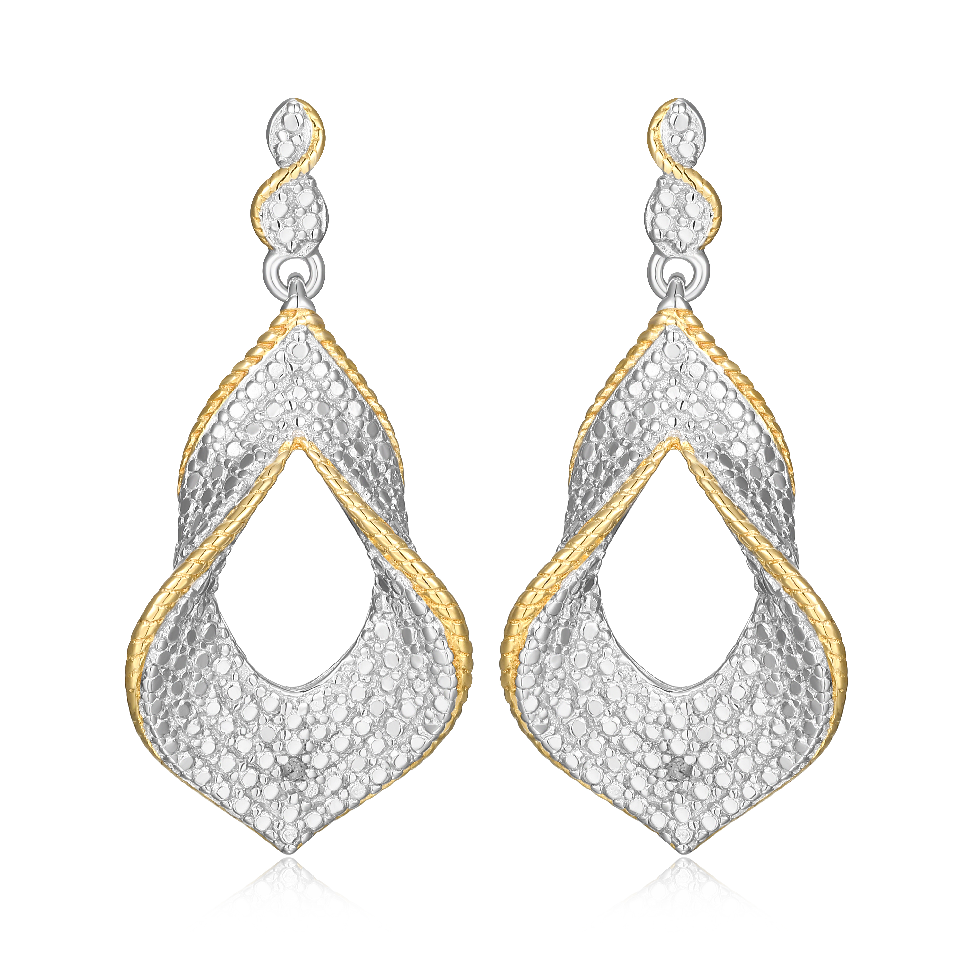 Forever Facets Diamond Accent Dramatic Drop Earrings in Two-Tone Rhodium over Bronze, Adult Female