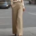 thumbnail image 2 of VBVC Women's High Waist Wide Leg Dress Pants,Button Detail Stretch Work Trousers For Women,Ladies Casual Office Palazzo Pants with Pockets,Khaki,S-3XL, 2 of 7