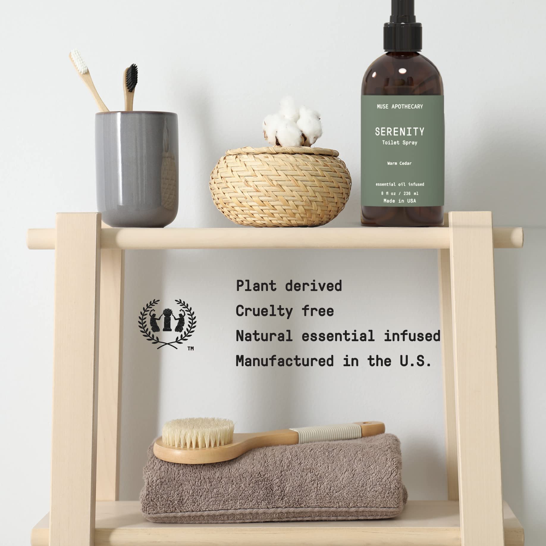 Muse Apothecary Flush Ritual - Botanical Collection - Aromatic & Refreshing Toilet Spray, Use Before You Go, Infused with Natural Aromatherapy Essential Oils - 8 oz, Warm Cedar, 2 Pack