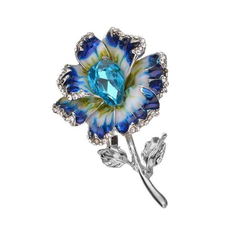 Zoiuytrg - Brooch Pin, Beautiful Crystal Blooming Flower Lapel Pin