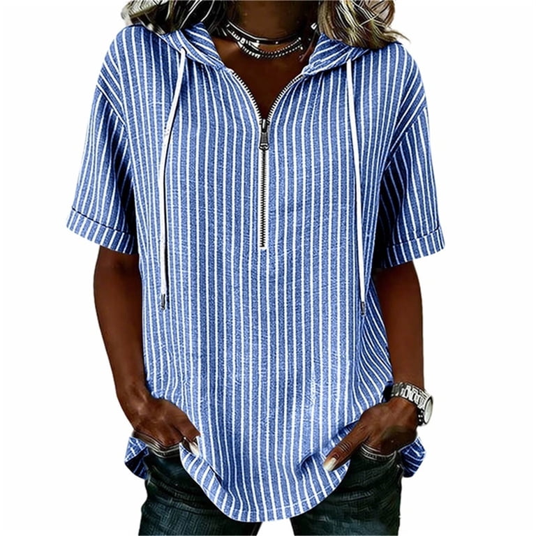 Neewe Womens Full Zip Shirts Short Short Sleeve Summer Cotton