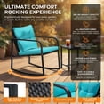 thumbnail image 6 of Vineego 3 Pieces Patio Conversation Sets Outdoor Rocking Chair PE Rattan Bistro Rocker with Coffee Table, Blue, 6 of 7