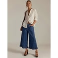 thumbnail image 5 of Women Ruffle Hem Wide Leg Jeans Mid Rise Cropped Denim Pants with Pockets XL, 5 of 9