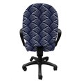 thumbnail image 3 of Geometric Office Chair Slipcover, Vintage Ocean Waves Design with Swirled Ripples Ancestral Ornate Nautical, Protective Stretch Decorative Fabric Cover, Standard Size, Dark Blue Cream, by Ambesonne, 3 of 5