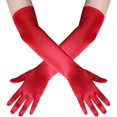 thumbnail image 2 of Long Opera Party 20s Satin Gloves Stretchy Adult Size Elbow Length,Red, 2 of 4