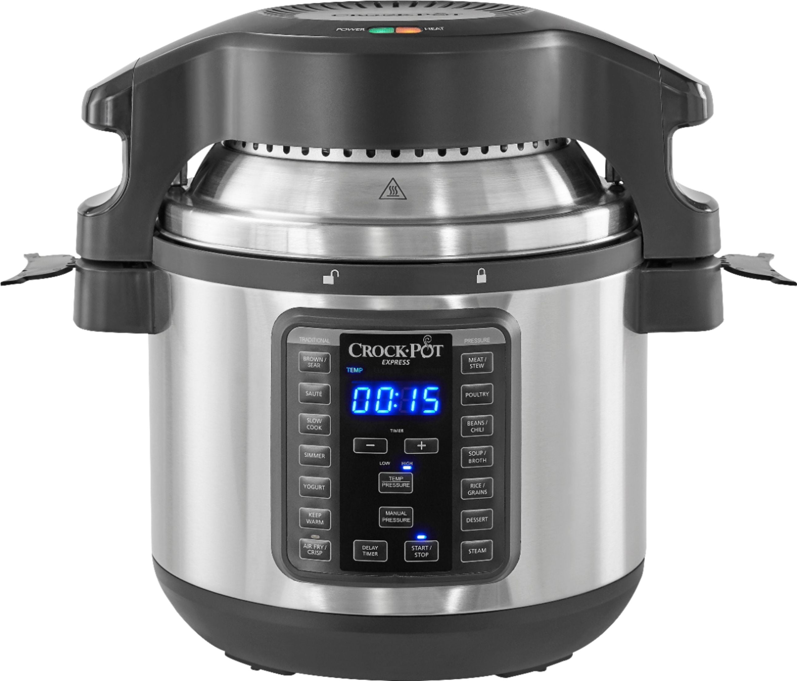 Crock-Pot - 8-Qt. Express Crock Slow Cooker and Pressure Cooker with Air Lid - Stainless Steel - Walmart.com