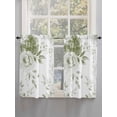 thumbnail image 3 of Kitchen Curtains 54 Inches length, Sage Green Flower Window Treatment Curtain Drapes, Watercolor Gradient Retro Floral Decorative Window Curtains for Bedroom Cafe, 52"x54", 2 Panels, 3 of 7