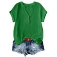 thumbnail image 2 of AKOEE Short Sleeve Tops for Women Button V Neck Plain Tshirts Casual T-Shirts Summer Basic TeeS (M, Green), 2 of 8