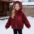 thumbnail image 4 of LUGOGNE Girls Sherpa Fleece Jacket Hooded Long Sleeve Full Zip Warm Teddy Coat Casual Loose Fit Outerwear with Multiple Pockets Kids Fall Winter Clothing, 4 of 7