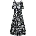 thumbnail image 1 of Plus size 4x Womens Dress Silver Glitter Floral Print Short Sleeve Square Neck Princess Cut, 1 of 4