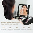 thumbnail image 6 of Gymax 2-in-1 Vanity Dresser w/ Flip-Top Mirror Tabletop Storage Box Makeup Laptop Black, 6 of 10