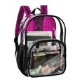 thumbnail image 2 of Large Clear PVC Backpack Heavy Duty See Through Backpack for Adults Work Travel, Pink-damask Lace Printed 12L, 2 of 8
