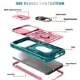thumbnail image 2 of Design for Samsung Galaxy S24 Plus Heavy Duty Phone Case with Camera Lens Sliding Cover Ring Holder Kickstand - Shockproof Armor Military Grade Bumper Protective Case for Women Men, Pink+Green, 2 of 11