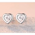 thumbnail image 4 of Par de aretes de corazón de cristal - Cobre chapado en oro blanco Z, 4 of 5