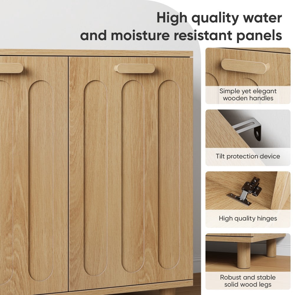 Laundry Hamper Cabinet with 2 Removable Baskets, Tilt-Out Laundry Storage Cabinet, Freestanding Clothes Sorter for Bathroom, Laundry Room, Oak