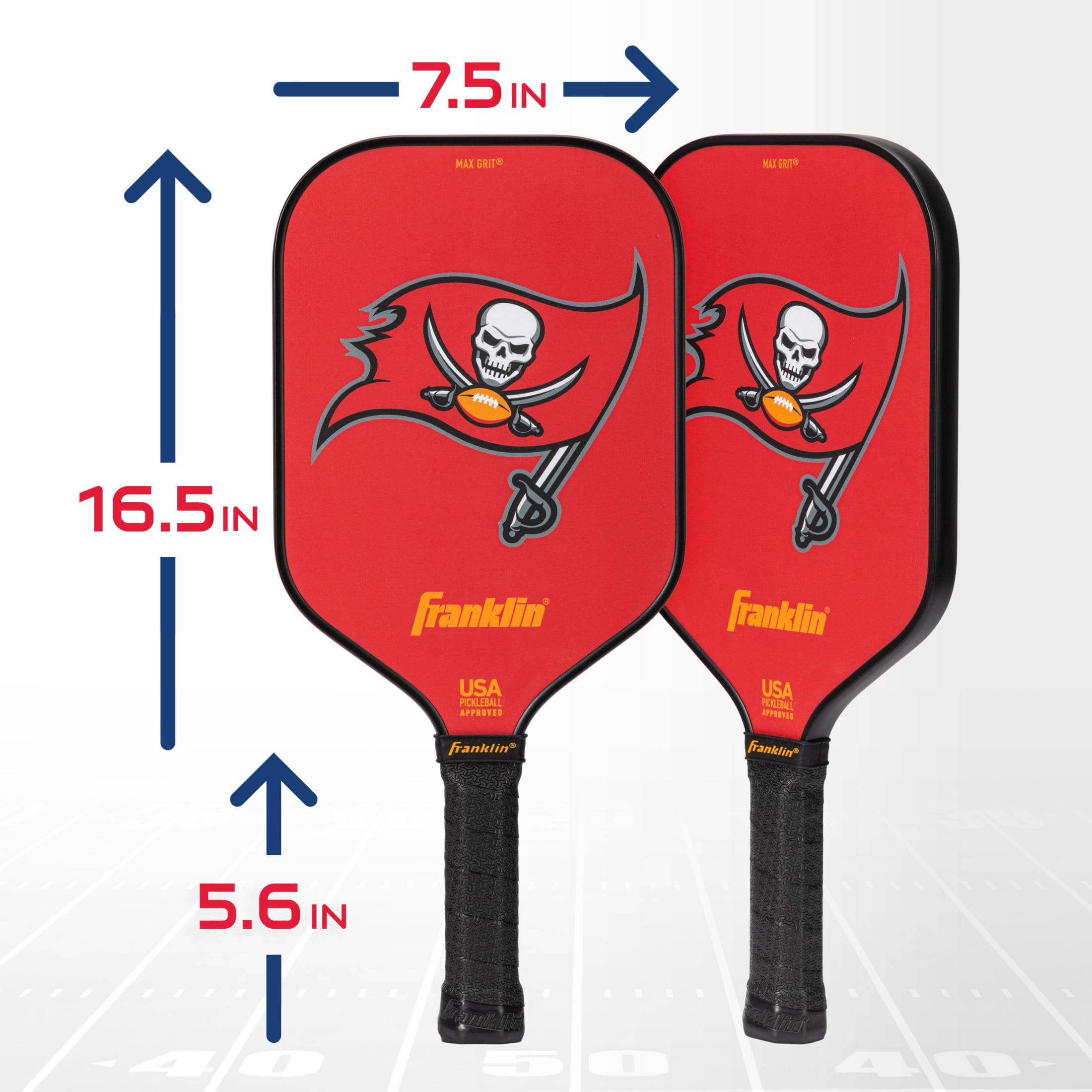Franklin Sports NFL Tampa Bay Bucs Pickleball Paddle - Official NFL Team Pickleball Paddles - USAP (USAPA) Approved Premium Quality Pickleball Paddles - Authentic Team Logos + Colors