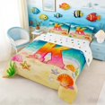 thumbnail image 2 of Manfei Cartoon Initial K Beach Seashell Starfish Full Size Comforter Sets for Kids Boys and Girls, Nautical Alphabet Print Bedding Sets, Stars Reversible 3 Pieces, 1 Comforter and 2 Pillowcases, 2 of 6