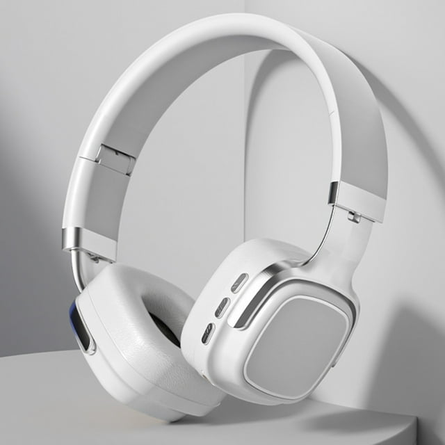 Auriculares inalámbricos Bluetooth plegables de diadema, inalámbricos/cableados, almohadillas suaves, ligeros, bajos profundos, blanco