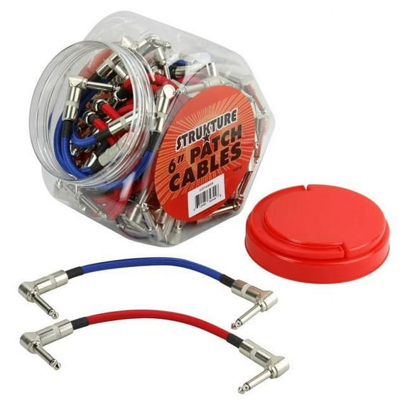Strukture S6P48RB 6 in. Woven Right Angle Patch Cables, Red & Blue