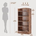thumbnail image 6 of YQ JENMW 5-Tier Narrow Bookcase,Tall Bookshelf Storage Organizer,Open Display Shelf for Living Room,Bedroom,Home Office,Brown, 6 of 8