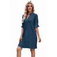 thumbnail image 2 of V Neck Casual Shift Dress Dark Blue M, 2 of 7
