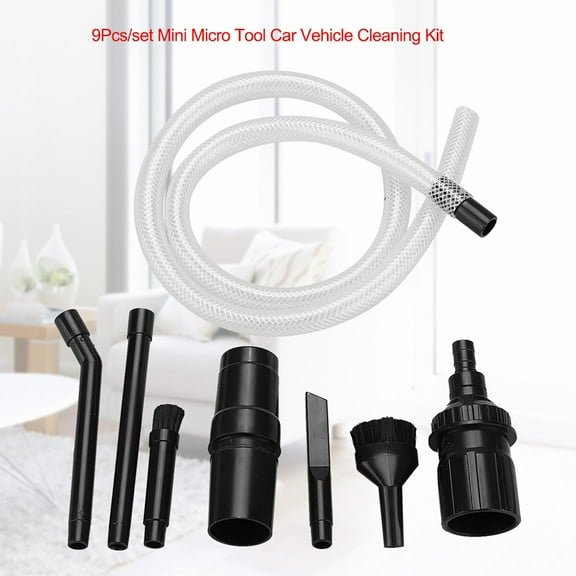 Detail Cleaning Kit, Micro Vacuum Attachments For Cars, Electronics Workshop, 9 Pieces