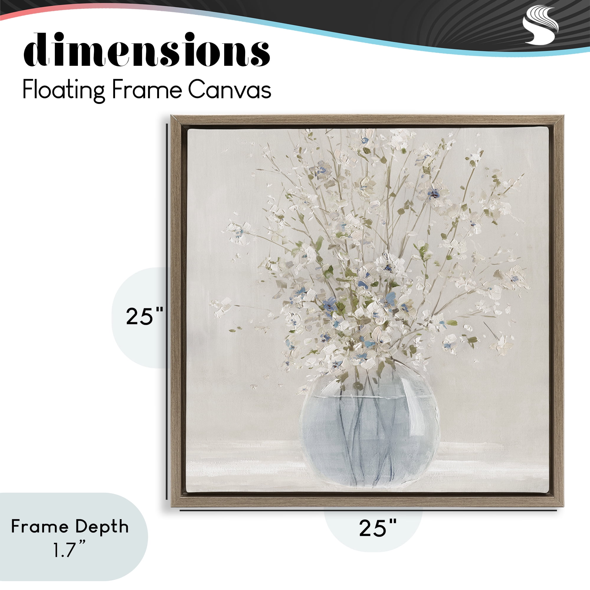 Stupell Industries Serene Glass Vase Bouquet Brown Framed Floater Canvas Wall Art, design by Carol Robinson