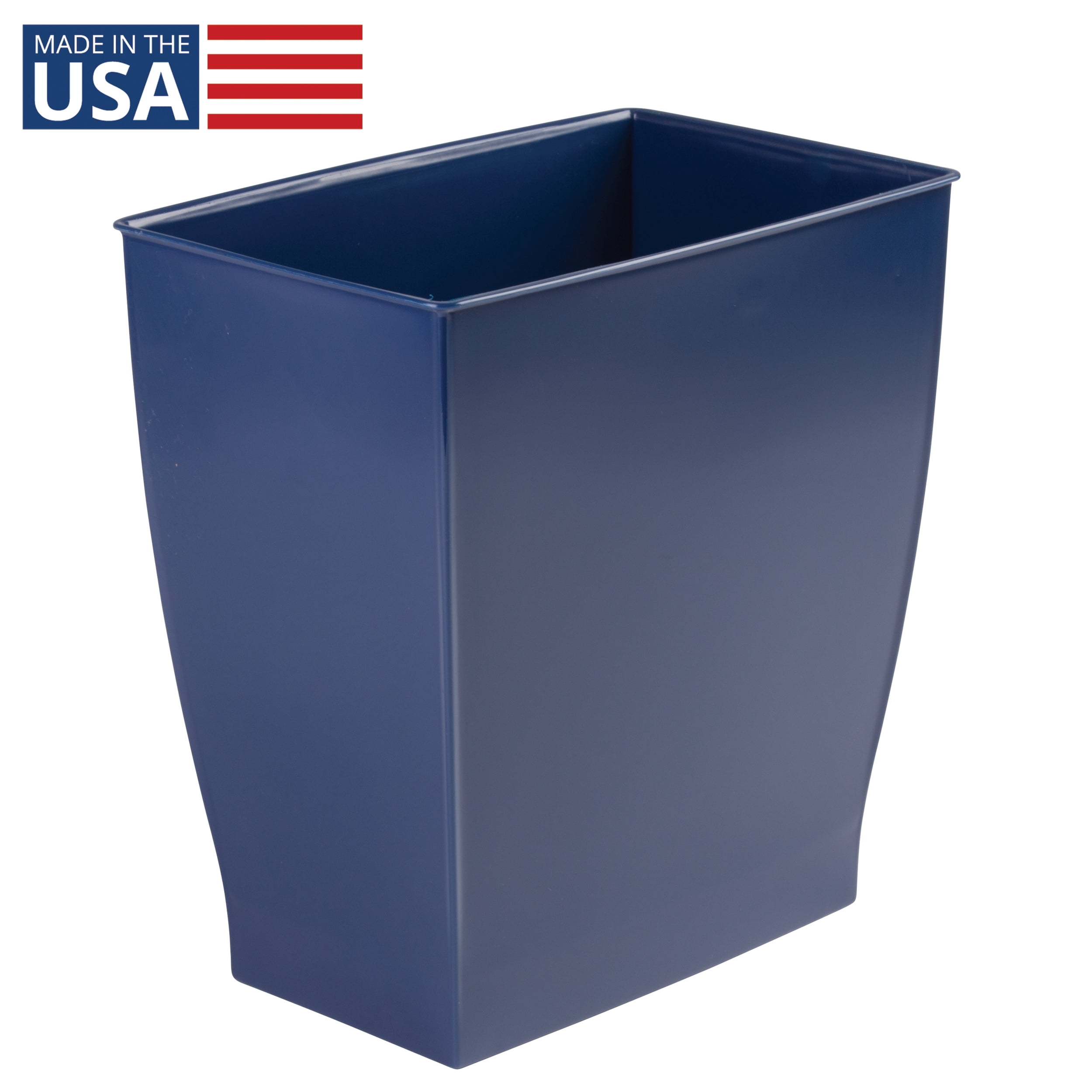 iDesign Plastic Bathroom Vanity Trash Can, 2.5 Gallon/9.5L. Modern Garbage Can for Bedroom, Office, 4-Pack, Navy