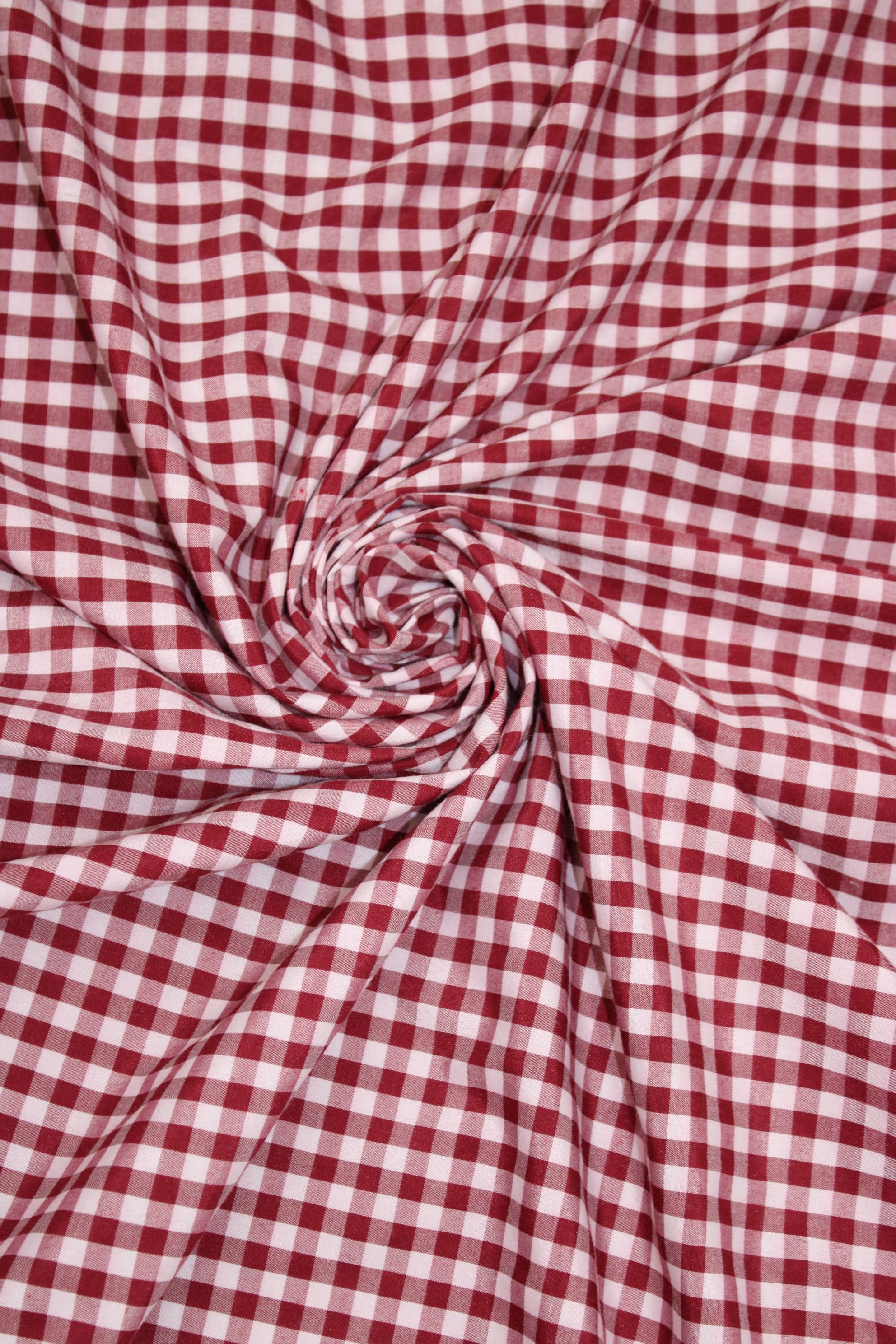1/4" Gingham Check Broadcloth, 60" Wide, Sells by the Yard from Sal Tex Fabrics, Red