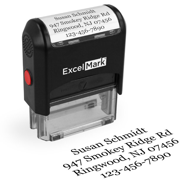 Sello autoentintable personalizado ExcelMark de tamaño mediano con impresiones nítidas