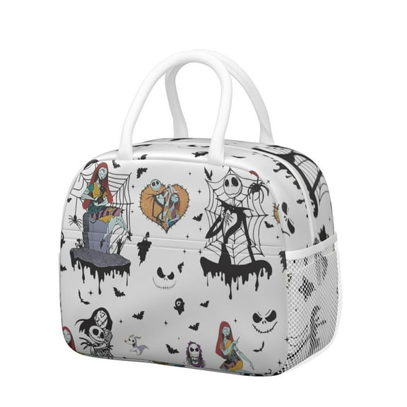 Lunch Bag Lunch Box for Women Reusable Insulated Lunch Cooler Bags,Large Capacity for Work Travel Picnic,Water-Resistant Halloween Lunch Tote Bag Gifts for Woman Mom White