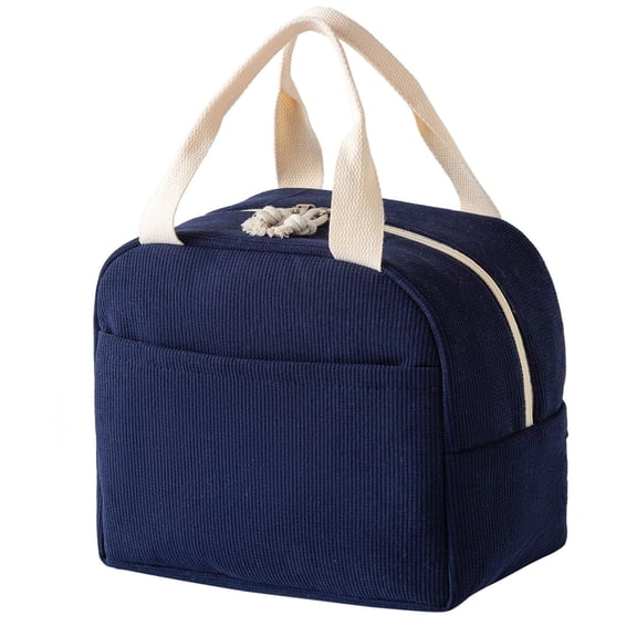 Corduroy Insulated Lunch Bag Portable Waterproof Oil Proof Lunch Box Tote for Work Travel