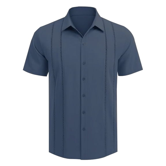 Hawaiian Shirt For Men Short Sleeves Tropical Printed Casual Button Down Summer Beach Floral Shirt Blue L