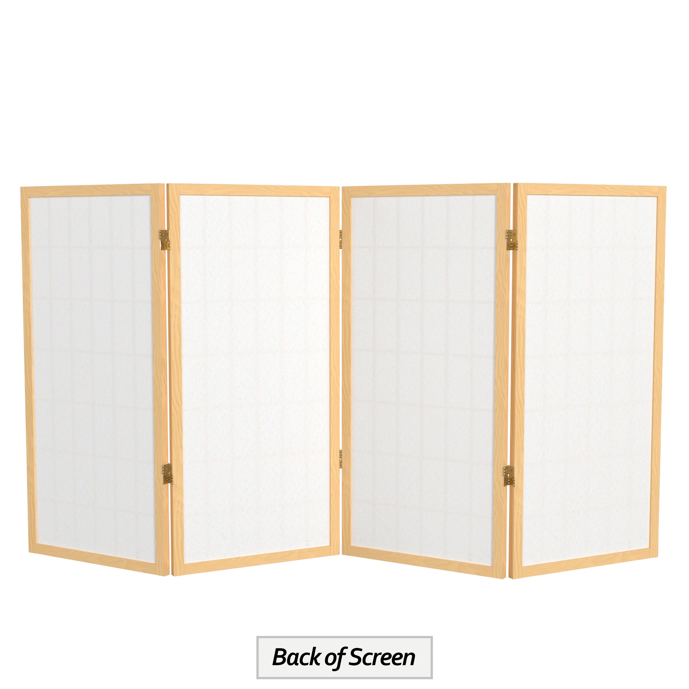 3 ft. Tall Classic Japanese Window Pane Lattice Privacy Screen - Natural - 4 Panels